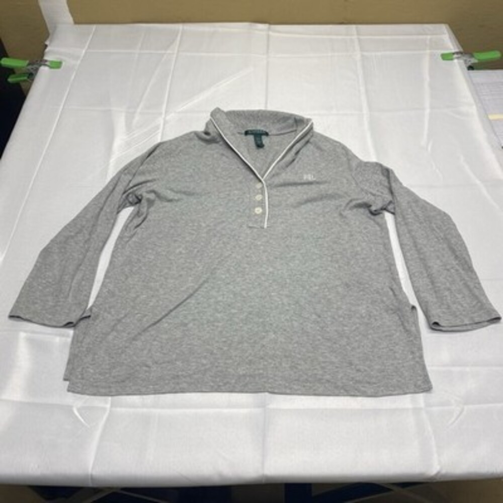 Lauren Ralph Lauren Women's Long Sleeve Gray Cotton Blend Pajama Set! RLL Logo